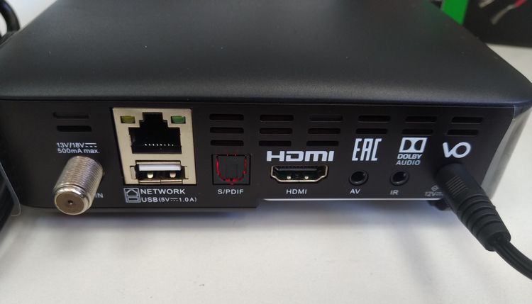 Ресивер НТВ HD J1 - LNB IN, LAN, USB, OPTICAL OUT, HDMI, AV, IR, POWER разъёмы